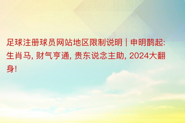 足球注册球员网站地区限制说明 | 申明鹊起: 生肖马, 财气亨通, 贵东说念主助, 2024大翻身!