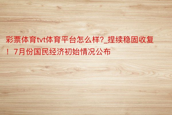 彩票体育tvt体育平台怎么样?_捏续稳固收复！7月份国民经济初始情况公布