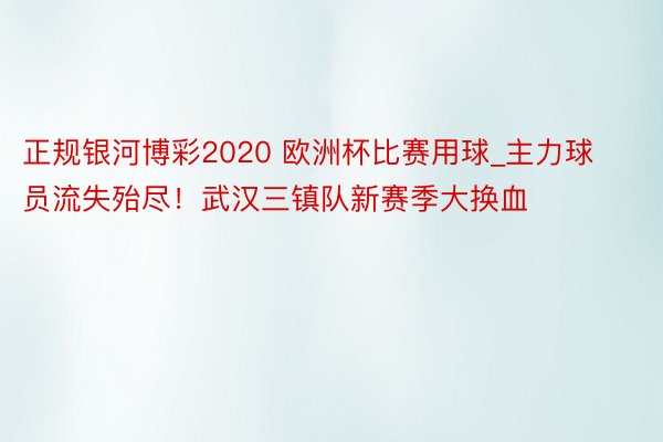 正规银河博彩2020 欧洲杯比赛用球_主力球员流失殆尽！武汉三镇队新赛季大换血