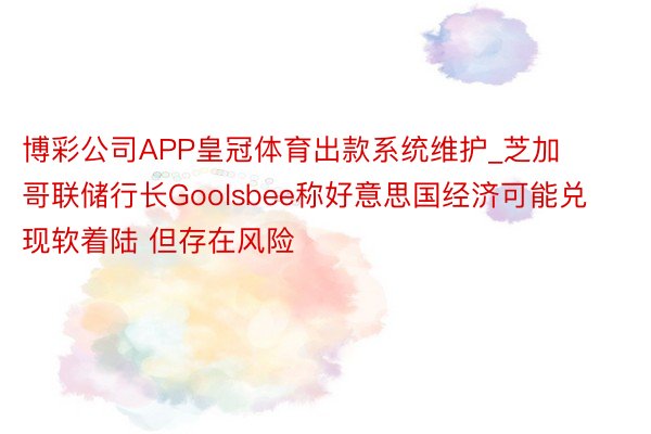 博彩公司APP皇冠体育出款系统维护_芝加哥联储行长Goolsbee称好意思国经济可能兑现软着陆 但存在风险